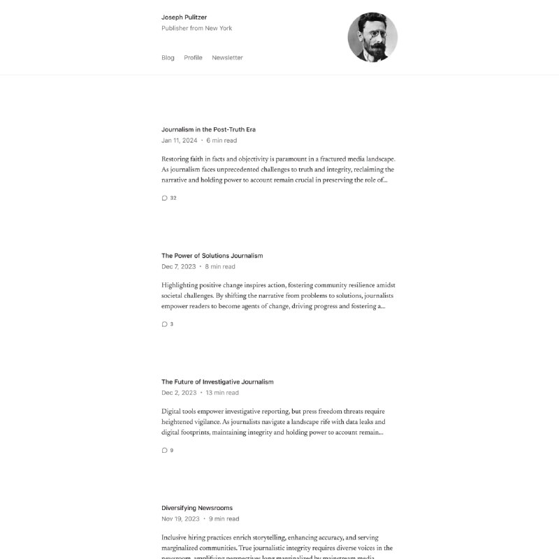 #酷站 一个使用 Gutenberg 编辑器自由设计的 WordPress 主题——Pulitzer没有传统的主题设置选项，我看了下原代码，template 下面的文件都是 HTML，即需要通过 Gutenberg 编辑器才能设计成你想要的样子